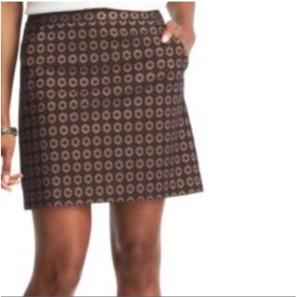 LOFT Petite Brown Geometric Floral Skirt Size 6P With Pockets Petite Skirt